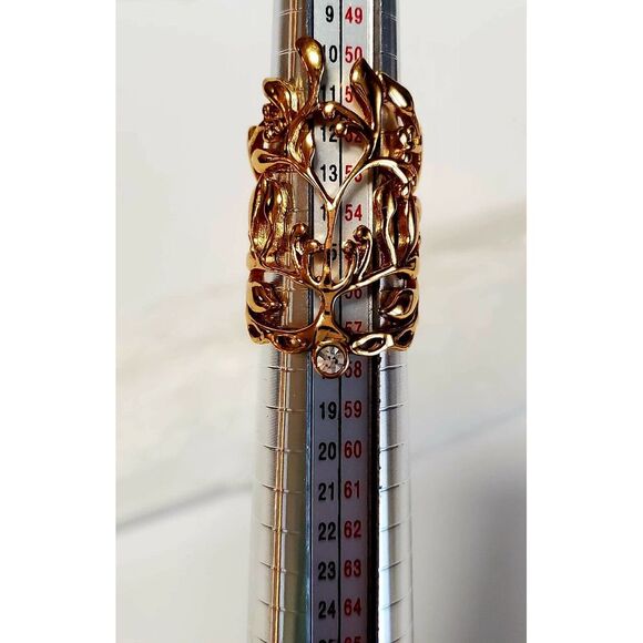 Tree of Life Ring Cuff Gold Tone w/ Brilliant Crystal at Base of Tree WOM  7 - Picture 7 of 10